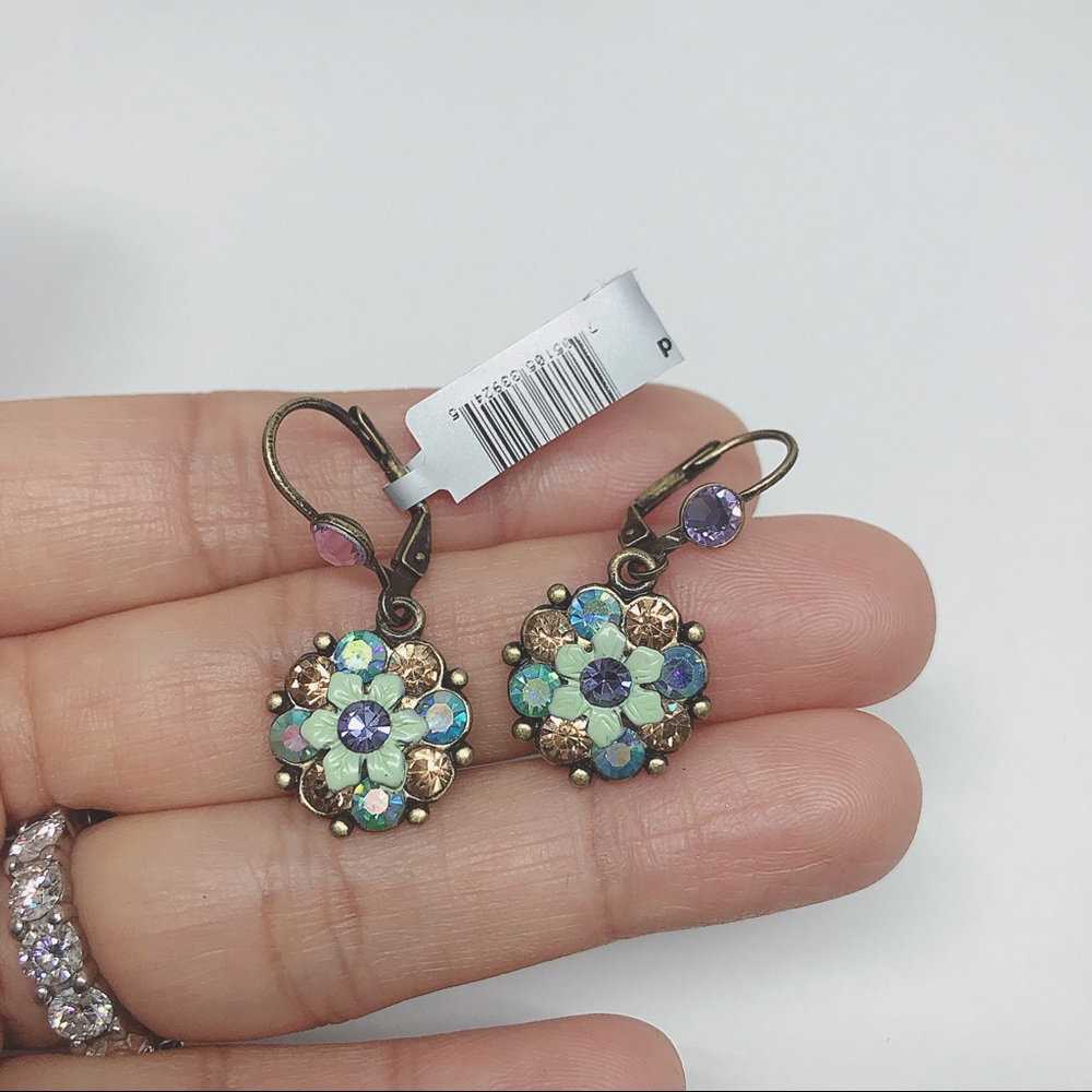 Colorful Vintage Look Flowers Drop Earring - Picture 8 of 8